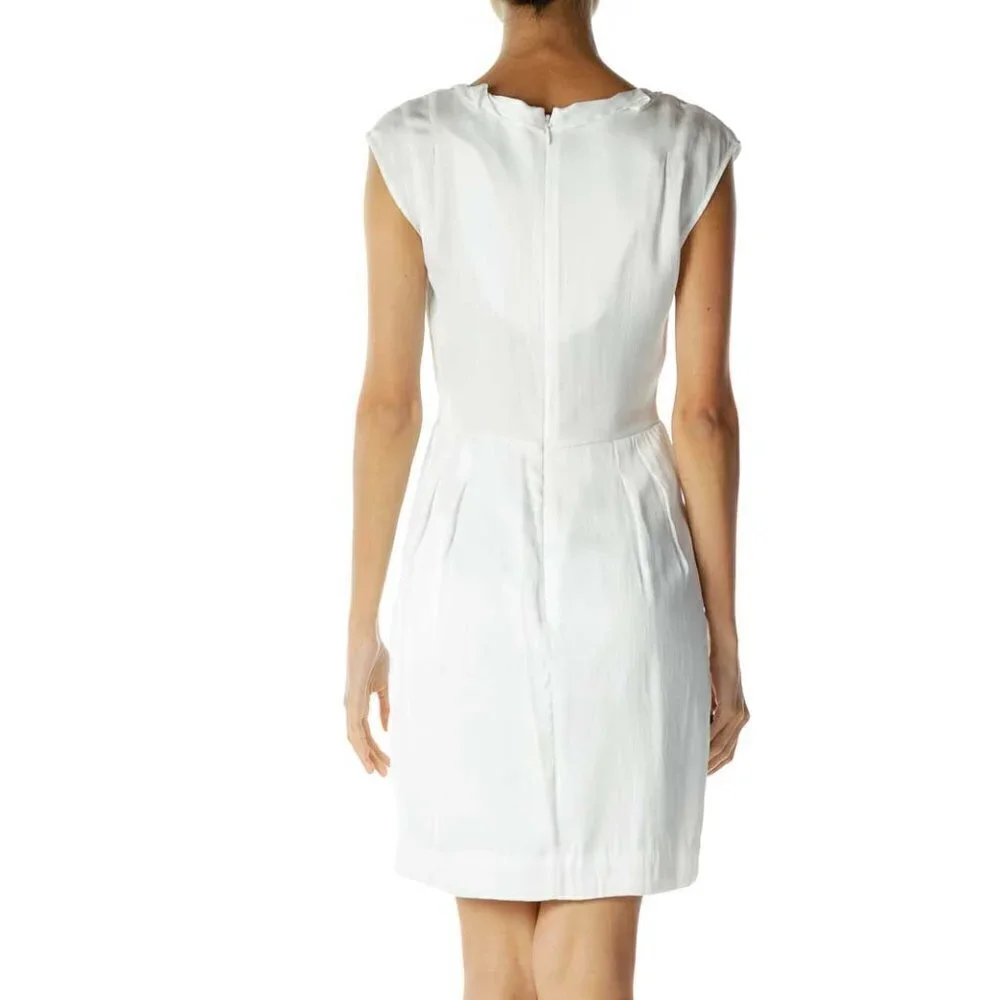 BCBG MaxAzria White Dress with Ruffled Neckline - Picture 2 of 3
